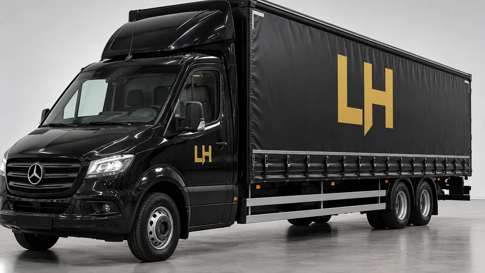 Schwarzer Planensprinter XL von LH Kurier & Transport